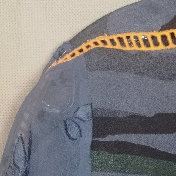 Y2K Vintage Preen Blue Pink Camouflage Print Georgette Silk Patchwork tshirt top - Picture 4 of 11